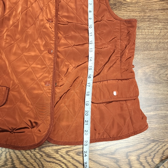 Talbots Flannel Lined Quilted Orange Vest Size Large - Picture 10 of 12